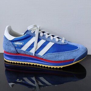 Adidas Men SL 72 RS Nylon/Suede Shoes in Amazing Blue/Core White/Better Scarlet